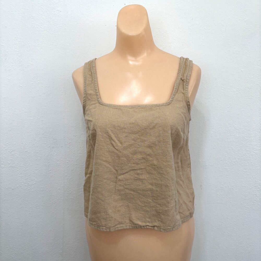 Express Womens Linen Blend Tank Top XS Coastal Capsule Minimalist Euro Summer